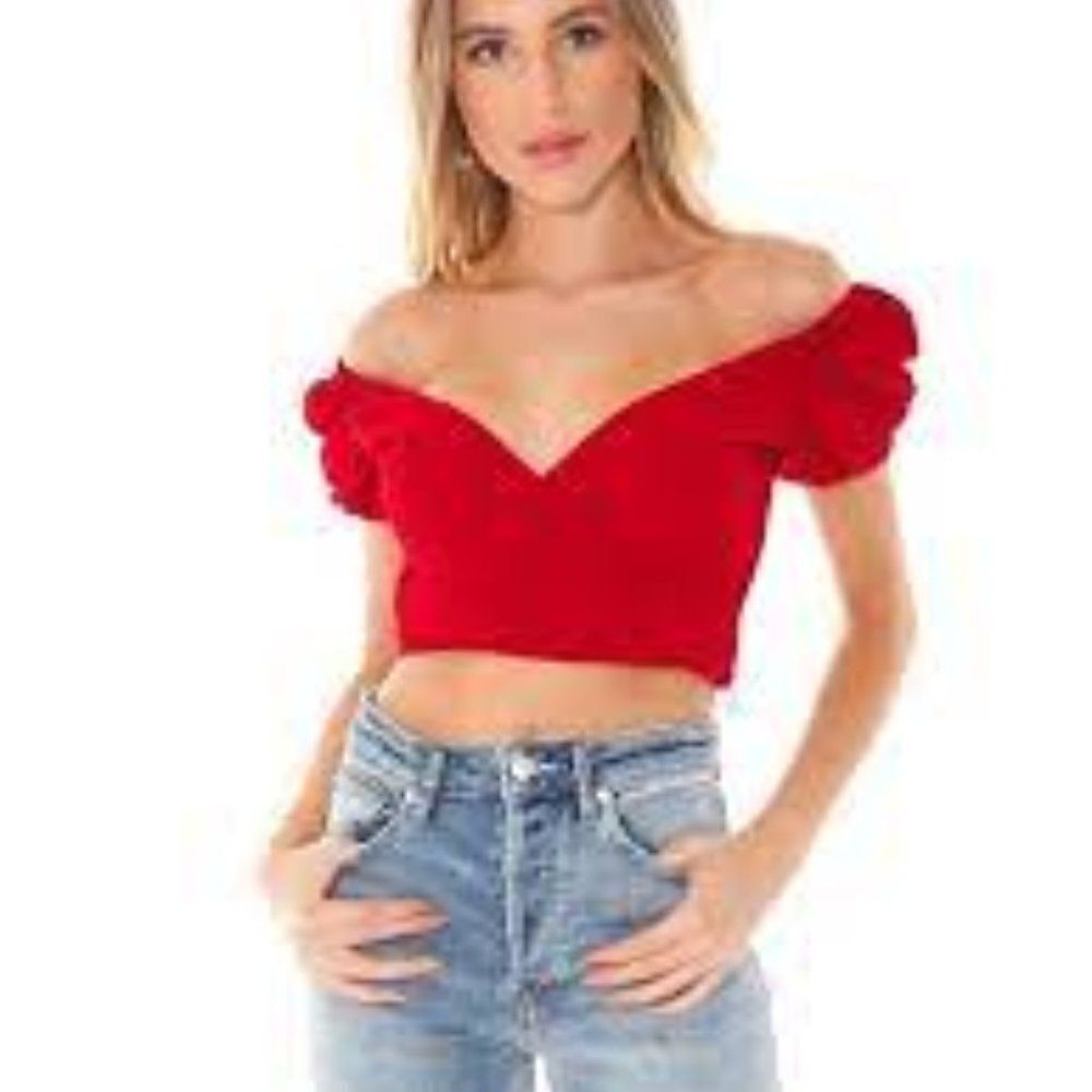 Show Me Your MuMu Tutti Cropped Surplice Top